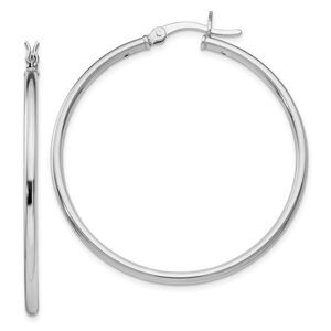 2mm Polished Sterling Silver Round Hoop Earrings, 41mm (1 5/8 in)